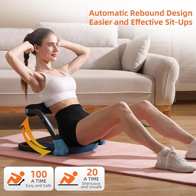 Ab Machine with Resistance Bands for Abdominal Exercise - 3 Levels Adjustable Sit-Up Exercise Equipment for Home Gym, Core & Full Body Workout