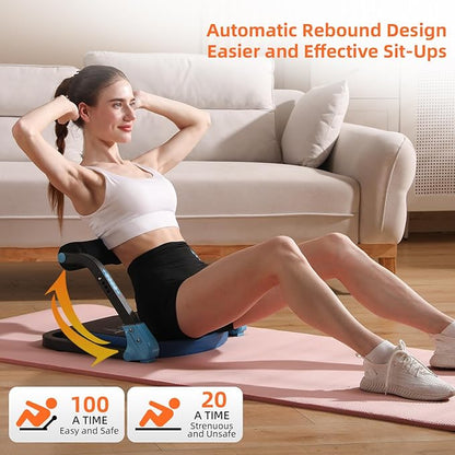 Ab Machine with Resistance Bands for Abdominal Exercise - 3 Levels Adjustable Sit-Up Exercise Equipment for Home Gym, Core & Full Body Workout