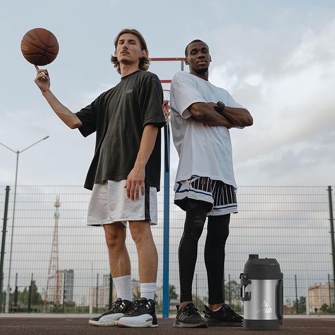 Sports Water Jug - Gallon Water Bottle - Large Insulated Stainless Steel Bottle for Gym, Workouts, Basketball, Football, Soccer - Keep Water Cold for Up To 24 Hours - 128 Ounce (Graphite)