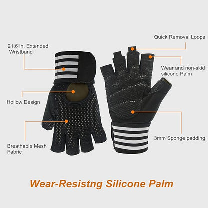 Weightlifting Gloves Padded Workout Gloves with Wrist Wrap Support Gym Gloves for Men Women Gym Exercise Fitness Training Lifting Dumbbell