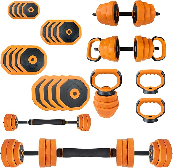 Adjustable Dumbbell Set, 44/66/88 LBS 4-In-1 Home Gym Weights with Connector As Dumbbell, Kettlebell,Barbell for Strength Training, Full Body Workout