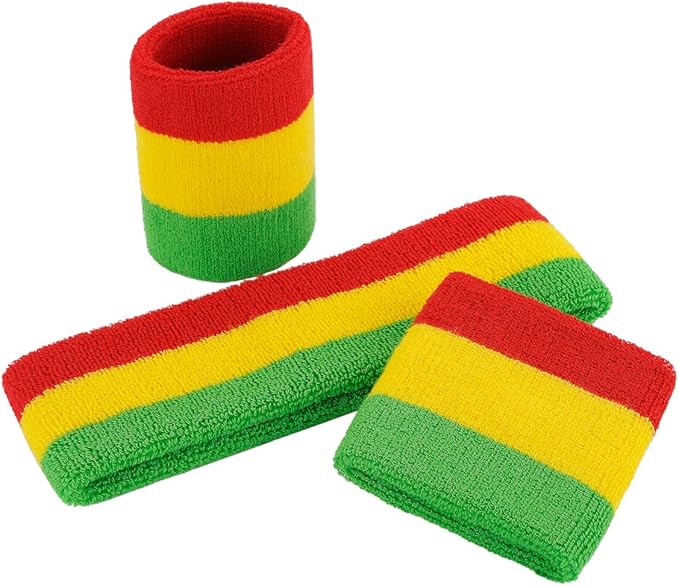 ONUPGO Sweatband Set Sports Headband Wristband Set Sweatbands Terry Cloth Wristband Wrist Sweatband Headbands Moisture Wicking Sweat Absorbing Head Band
