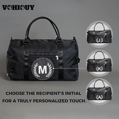 Gym Bag with Shoe Compartment - Personalized Monogrammed Duffle for Sports, Travel, and Workout with Initials