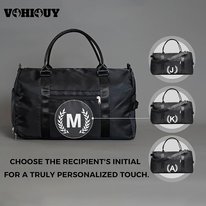 Gym Bag for Women & Men, Travel Duffle Bag with Wet Pocket & Shoes Compartment, Personalized Present for Men& women Teenager Girls Initial Birthday Gifts for Mom Dad Friends