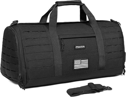 MOSISO Sports Gym Bag, 40L Tactical Duffel Bag Travel Weekender Workout Fitness Duffel Bag for Men Women with Shoes Compartment, Black