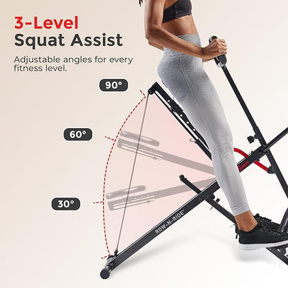 Sunny Health & Fitness Smart Upright Row-N-Ride Trainer w/Adjustable Resistance & 330LB Weight Capacity, Foldable Home Exercise Equipment for Arm, Glute & Leg Training, Free SunnyFit App Connection