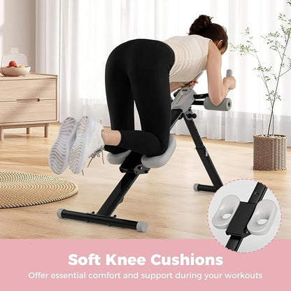 Goplus Adjustable Ab Trainer Machine, Foldable Ab Workout Equipment with Knee Protection, LCD Monitor, Home Gym Abdominal Trainer for Stomach Workout Core Strength Fitness