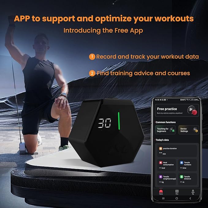 GO-Tone Portable Cable Gym, 7-66LB Adjustable Resistance Band, App & Bluetooth Connection， Multifunctional Fitness Equipment, Suitable for Home & Travel