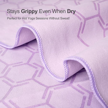 Eunzel Yoga Towel for Hot Yoga,Non-Slip Double Sided Silicone Grip Towel Absorbent Microfiber Towel for Hot Yoga, Vinyasa and Power 26.5"x72", Taro Purple