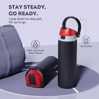 POWCAN 24 oz Stainless Steel Water Bottle: 2-in-1 Push-Button Spout & Quick-Flip Straw, Leakproof, Cold 24Hrs, Fits Car Cup Holder, Insulated Vacuum Flask for Sports, Trip, School Gift (Storm Hammer)