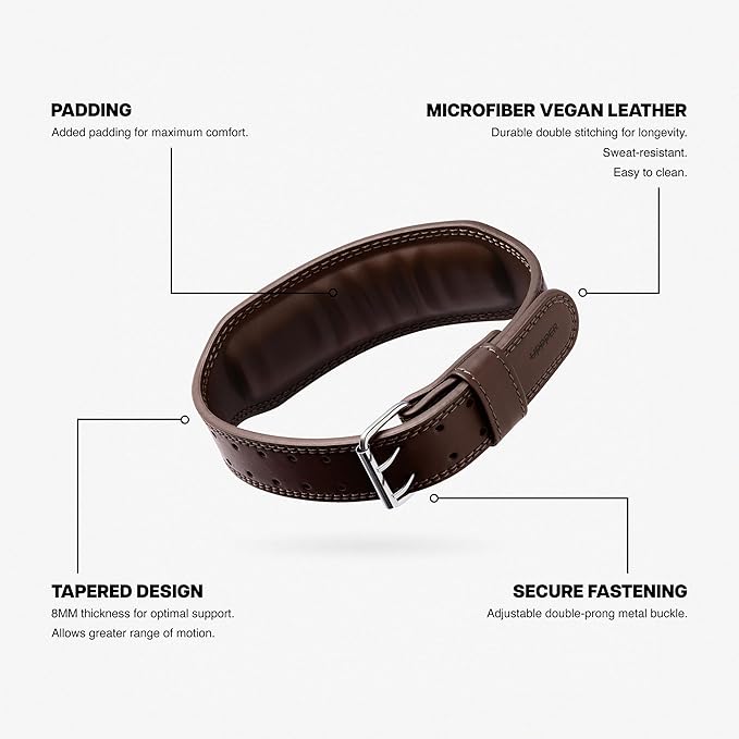 UPPPER Weight Lifting Belt - Double Prong 4” to 2.5” Tapered Premium Lifting Belt for Men and Women - Ultimate Back Support For Weightlifting and Powerlifting | Premium Fitness Gear