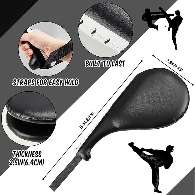 Poen 7 in 1 Taekwondo Kick Pad Boxing Training Equipment Punching Mitts Martial Arts Wrist Band Adjustable Soft Pads Set for Karate Muay Thai MMA Training