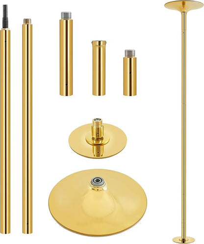 Yaheetech Professional Dance Pole Spinning Static Dancing Pole Portable Removable 45mm Dance Pole Kit for Exercise Club Party Pub Home w/Tools, Silver/Gold