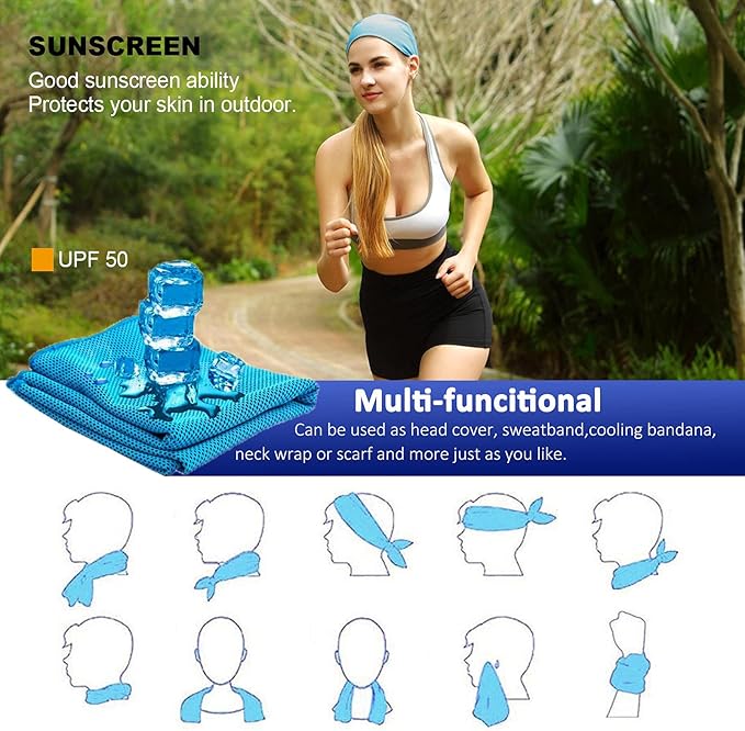 YQXCC Cooling Towels | 4 Pack 40"x12" | Cool Cold for Neck | Microfiber Soft Breathable Chilly | for Yoga, Golf, Gym, Camping, Running, Workout & More Activities