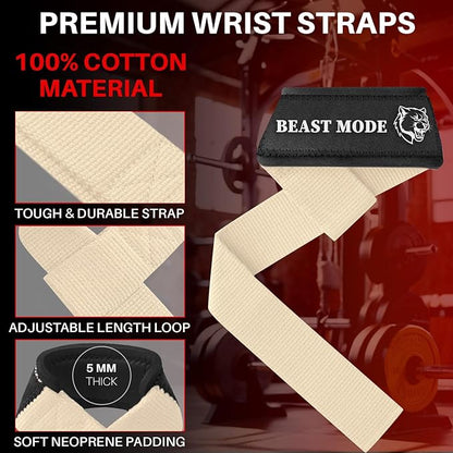 TECEUM Lifting Straps for Weightlifting Gym Strength Training - Wrist Straps with Neoprene Padded Cotton - Men & Women – Ideal for Powerlifting, Bodybuilding & Deadlifts