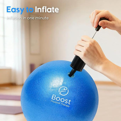 Small Exercise Ball with Pump, 9 Inch Mini Pilates Ball with Exercise Guide, Small Workout Ball for Stability, Fitness, Barre, Yoga, Core Training & Physical Therapy, Blue