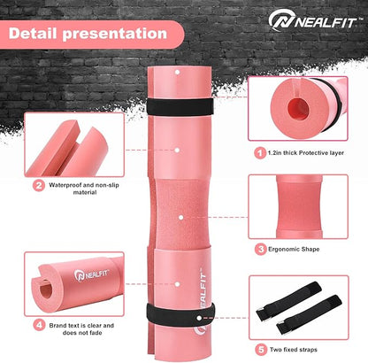 Barbell Pad Squat Pad for Squats—Squat Bar Pad—Great for Weightlifting,Lunges and Hip Thrusts—Foam Sponge Pad—Fit Standard and Olympic Bars Perfectly