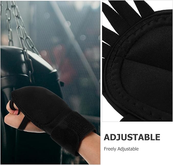 Weighted Boxing Gloves Adjustable Wrist Support Fitness Training Gloves for Kickboxing and Gym Workout, Black