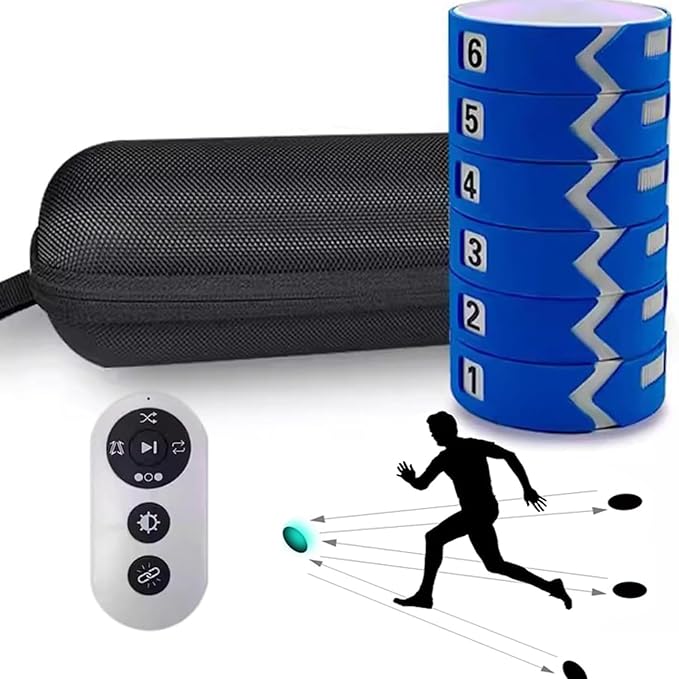 Reaction Training Light, 6 Lights Agile Reaction Speed Training Equipment, Portable Reaction Training Light, 4 Modes & 4 Light Color, for Football, Boxing, Fitness, Sports Training