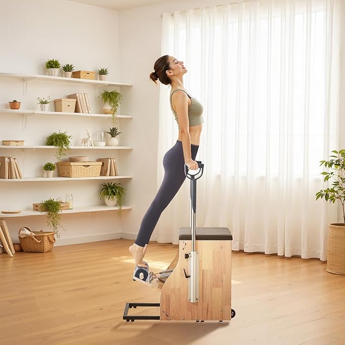VEVOR Pilates Reformer Accessories for Home Gym, Include Reformer Box/Chair/Spine Corrector/Wall Mounted Machine/Jump Board/Foldable & Dual Resistance Springs