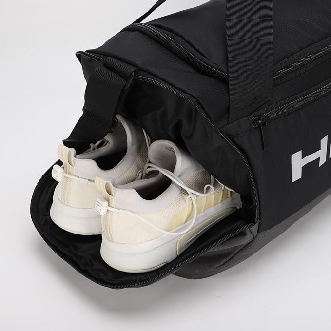 HEAD 45L Waterproof Gym Duffle Bag for Men, Large Capacity Sports Bag with Shoe Compartment & Dry Wet Pocket, Durable Crossbody Weekender Bag for Tennis, Workout, Fitness, Overnight Travel
