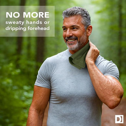 Pocket-Sized Sweat Towels - The Original Sweat Absorbing Handkerchiefs - Quick-Dry Microfiber Sweat Rags for Face, Hands, & Body - Men & Women - Gym, Sports, and Work (Green: 5 Pack)
