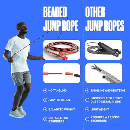 Sportbit Elite Beaded Jump Rope – Adjustable for Kids & Adults, Durable Fitness Skipping Rope for Cardio, Gym, Home & Outdoor Workouts