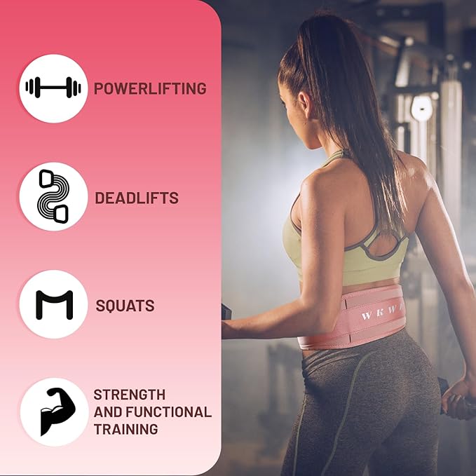 Lifting Belt Women (4 Inch Wide) Self-Locking Weightlifting Belt for Ladies Gym Cross Training, Bodybuilding, Deadlifts, Squats Power Lifting- Adjustable Olympic Lifting Lower Back Support
