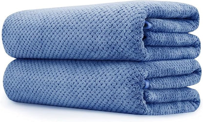 2 Pack Bath Towel Set 35" x 70", Extra Large Waffle Bath Towel Set, Microfiber Super Soft Highly Absorbent, Sturdy Quick Drying Towels for Bathroom, Gym, Sports, Yoga (2PCS Light Blue)
