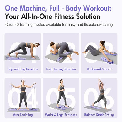 ALSO GO Pilates Board, Upgrad Pilates Reformer Set, Multifunction Abdominal Portable Board for Home Workout, Portable Reformer Machine for Full Body Workout, Home Pilates Kit with Resistance Bands