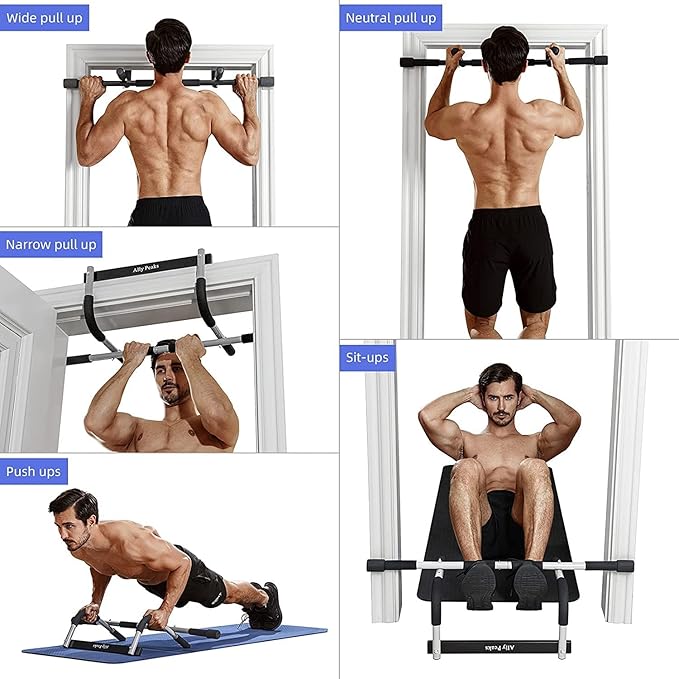 Upgrade Pull Up Bar for Doorway - Max Capacity 330 lbs, Portable Upper Body Workout Bar for Strength Training