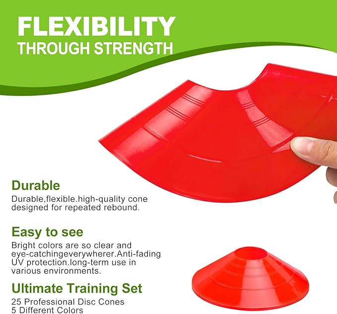 Ashsajkd(Set of 25/50/100 - Agility Soccer Cones with Carry Bag and for ， Football Cones for TrainingFootball, Basketball, Coaching, Agility Cones for Indoor and Outdoor Games