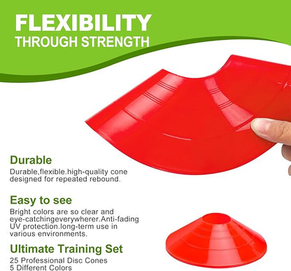 Ashsajkd(Set of 25/50/100 - Agility Soccer Cones with Carry Bag and for ， Football Cones for TrainingFootball, Basketball, Coaching, Agility Cones for Indoor and Outdoor Games