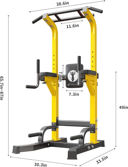 sogesfurniture Power Tower Dip Stands Assistive Trainer for Home Gym - 10-Level Height Adjustable Multi-functional Pull Up Bar, Dual Training Stands for Dip Push Up & Core Workout, Heavy Duty Steel Frame