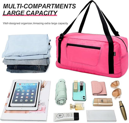 HOLYLUCK Foldable Travel Duffel Bag For Women & Men Luggage Great for Gym - pink