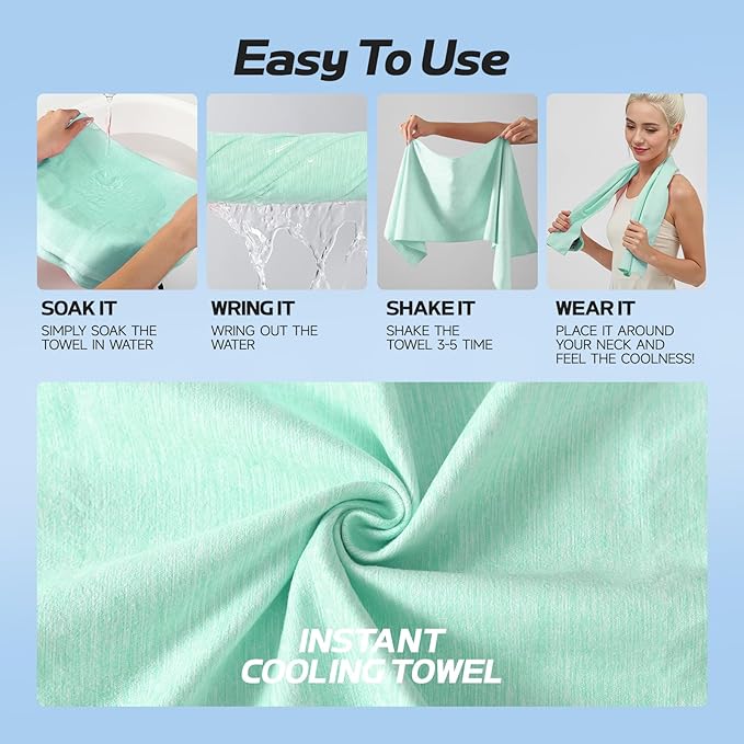 Cooling Towels for Neck and Face - 4 Pack Microfiber Gym Towels Set, 39" x 11" Microfiber Absorbent Towel for Sports Fitness, Yoga, Super Soft and Quick-Drying Gym Towels for Women Men, Multicolor