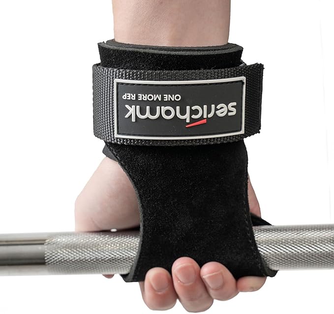 Wrist Straps for Weightlifting with Wrist Wraps,Leather Weight Lifting Wrist Wraps Grip Assistance Deadlift Straps Workout Gym Straps for Men and Women