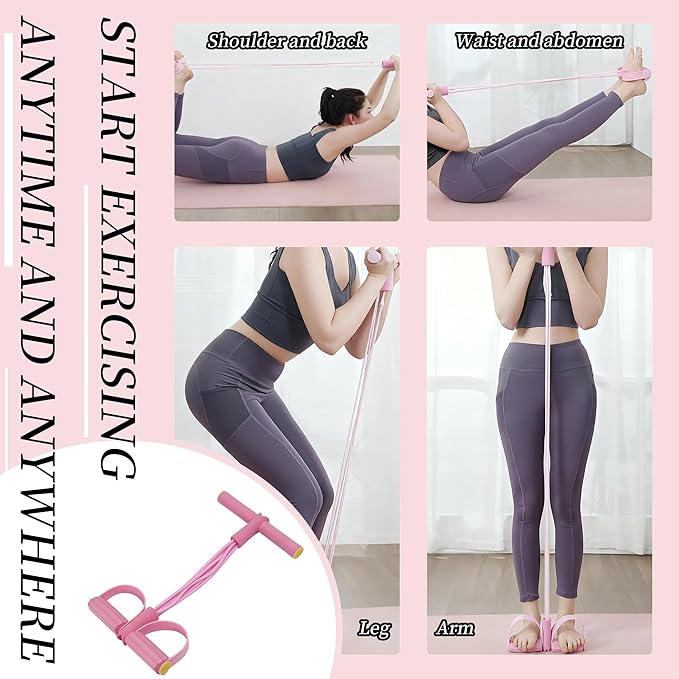 Multifunction Tension Rope, 6-Tube Elastic Resistance Bands, Pedal Resistance Band with Handles, Natural Latex Exercise Bands for Abdomen Waist Arm Leg Stretching & Fitness Training