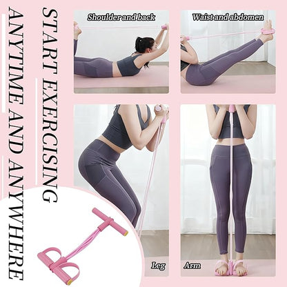 Multifunction Tension Rope, 6-Tube Elastic Resistance Bands, Pedal Resistance Band with Handles, Natural Latex Exercise Bands for Abdomen Waist Arm Leg Stretching & Fitness Training
