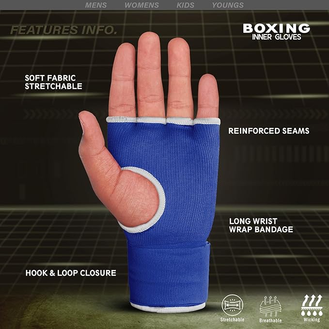 Farabi Quick Wraps Gloves Gel Paded Hand Wraps Adult MMA Boxing Muaythai Bandages Hand Protector 80cm Meter Wrist Support Strap Pair
