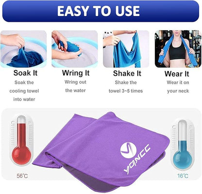 YQXCC Cooling Towels | 4 Pack 40"x12" | Cool Cold for Neck | Microfiber Soft Breathable Chilly | for Yoga, Golf, Gym, Camping, Running, Workout & More Activities