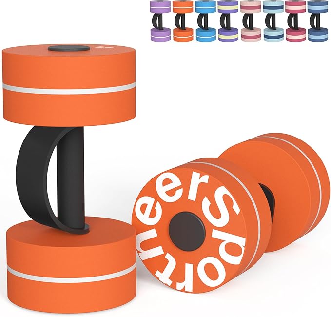 Sportneer Water Weights Aquatic Exercise Dumbbells Water Dumbbell Aerobics Workouts Set of 2 EVA Foam Pool Weights Dumbbells Set Aqua Fitness Barbells Equipment for Water Aerobics Weight Loss