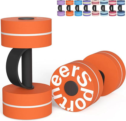 Sportneer Water Weights Aquatic Exercise Dumbbells Water Dumbbell Aerobics Workouts Set of 2 EVA Foam Pool Weights Dumbbells Set Aqua Fitness Barbells Equipment for Water Aerobics Weight Loss
