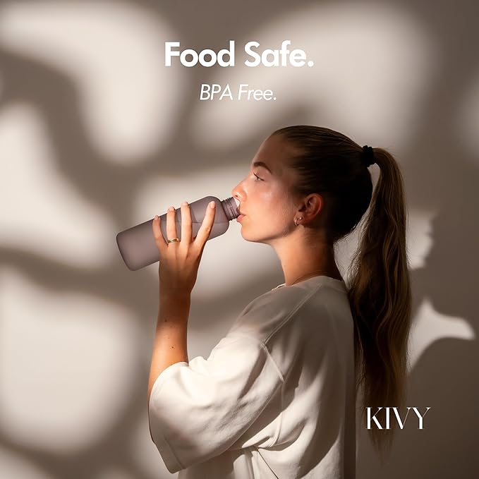 KIVY Slim Water Bottle 22oz [Lightweight & Shatterproof] - Small Drinking Waterbottle - Tritan Bottle Without Straw for School, Sport & Travel - Drinking Bottle Dishwasher Safe, BPA Free - Sage Green