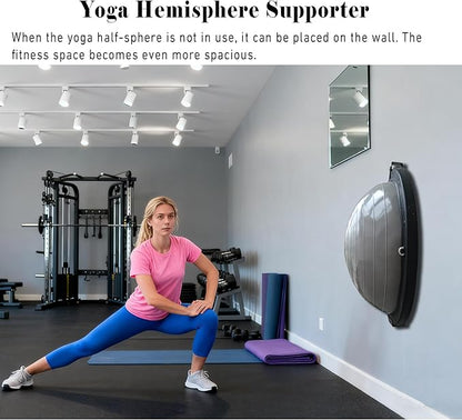 Exercise Ball Holder Wall Mount, Yoga Ball Holder Rack for Half Balance Trainer, Space-Saving Ball Storage Bracket for Home Gym