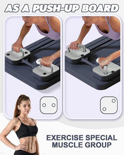 Pilates Board, Multi-Functional Ab Roller Board with Timer, Non-Slip Ab Machine with Slideway & Elbow Support, Easy to Store Ab Roller Board for Fitness Enthusiasts & Novices, Men, Women