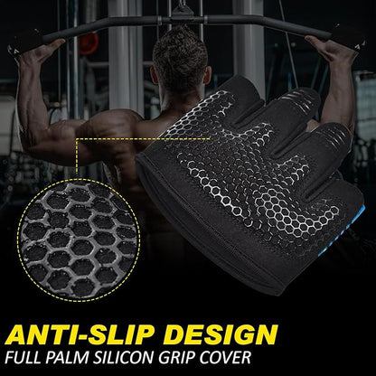 AYRO Minimal Workout Gloves, Short Partial Gym Weight Lifting Gloves Grip Pads for Men & Women with Full Palm Protection & Extra Grip, Best for Weightlifting, Training, Gym & Hand Support