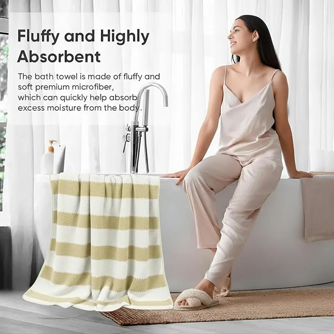 2-Pack Microfiber Bath Towels (27x54 Inches) - Ultra Soft & Quick Dry, 3X Absorbency, Lightweight for Gym, Yoga, Travel & Spa - Perfect for Home, Fitness & Post-Workout
