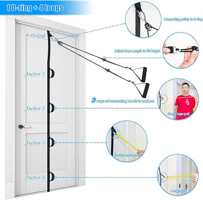 ATENTO Shoulder Rehab Pulley System with Foam Handles│Arm Pulley with Muti-Anchor Door Strap for Physical Therapy Exercises │Latex Resistance Bands for Assisting Rotator Cuff, AC Joint, Shoulder Pain
