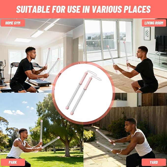 Ropeless Battle Ropes for Home Gym - Heavy Duty Cordless Workout Ropes for HIIT, Strength & Cardio Training, Portable Exercise Equipment for Men & Women, Low-Impact Fitness Rope (Pink)
